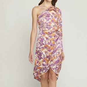 NWT Entro One Shoulder High Low Hem Dress | Size Large